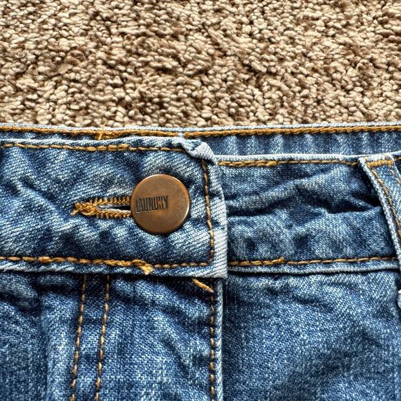 LAUNDRY by Shelli Segal Low Rise Denim Tulip knee length skirt size 4 Y2K - Picture 3 of 5